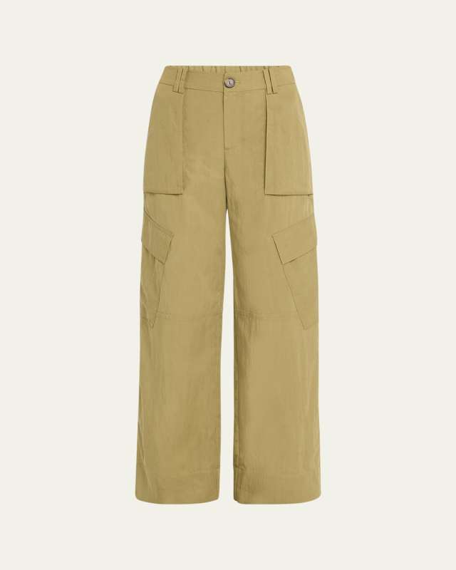 Mid-Rise Fluid Wide Cargo Trousers